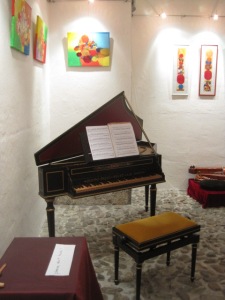 Harpsichord in small concert venue--Archbishop's Residence